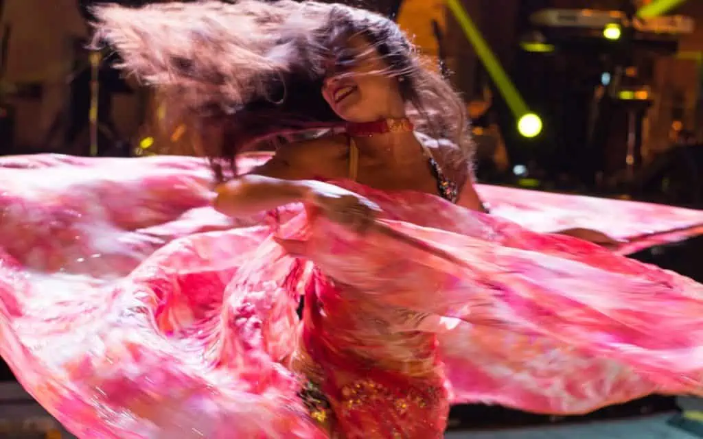 Belly dancers show off their moves every night in Taverna Opa!