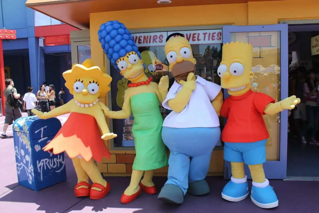 The Simpsons characters are often available for meet and greets in Springfield.