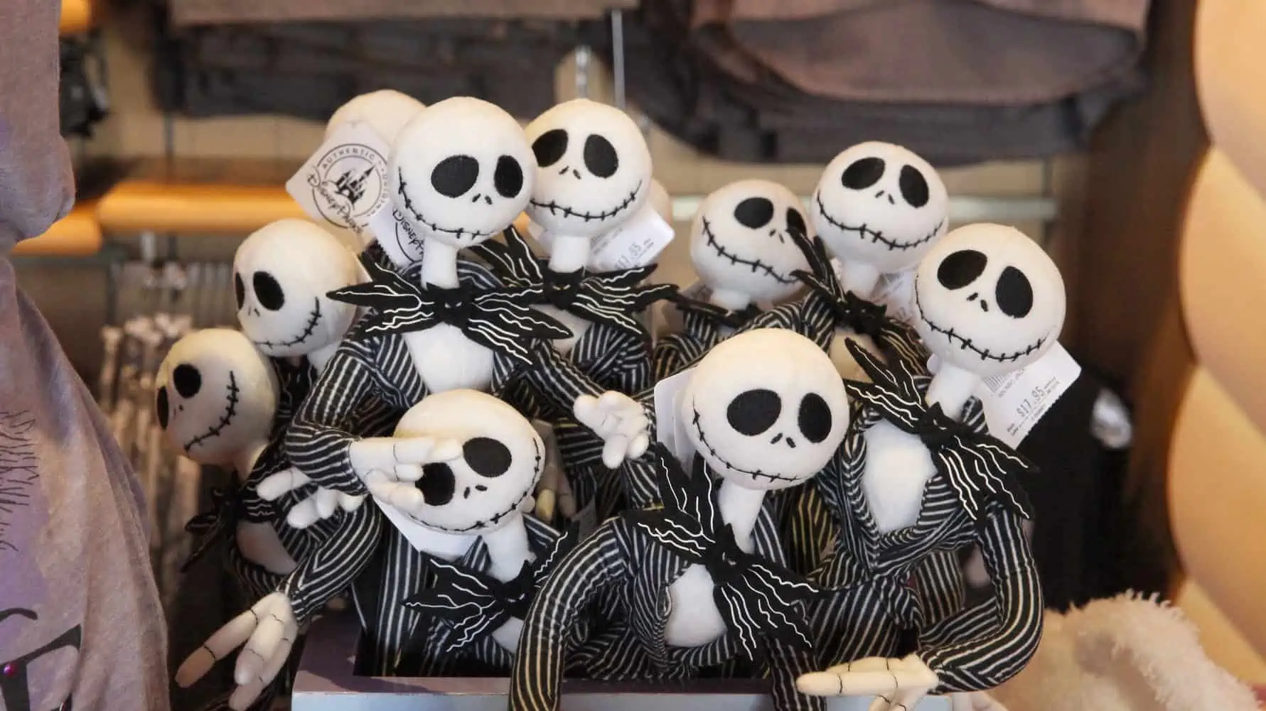 A flock of Jack Skellingtons at the days of Christmas store at Disney Springs