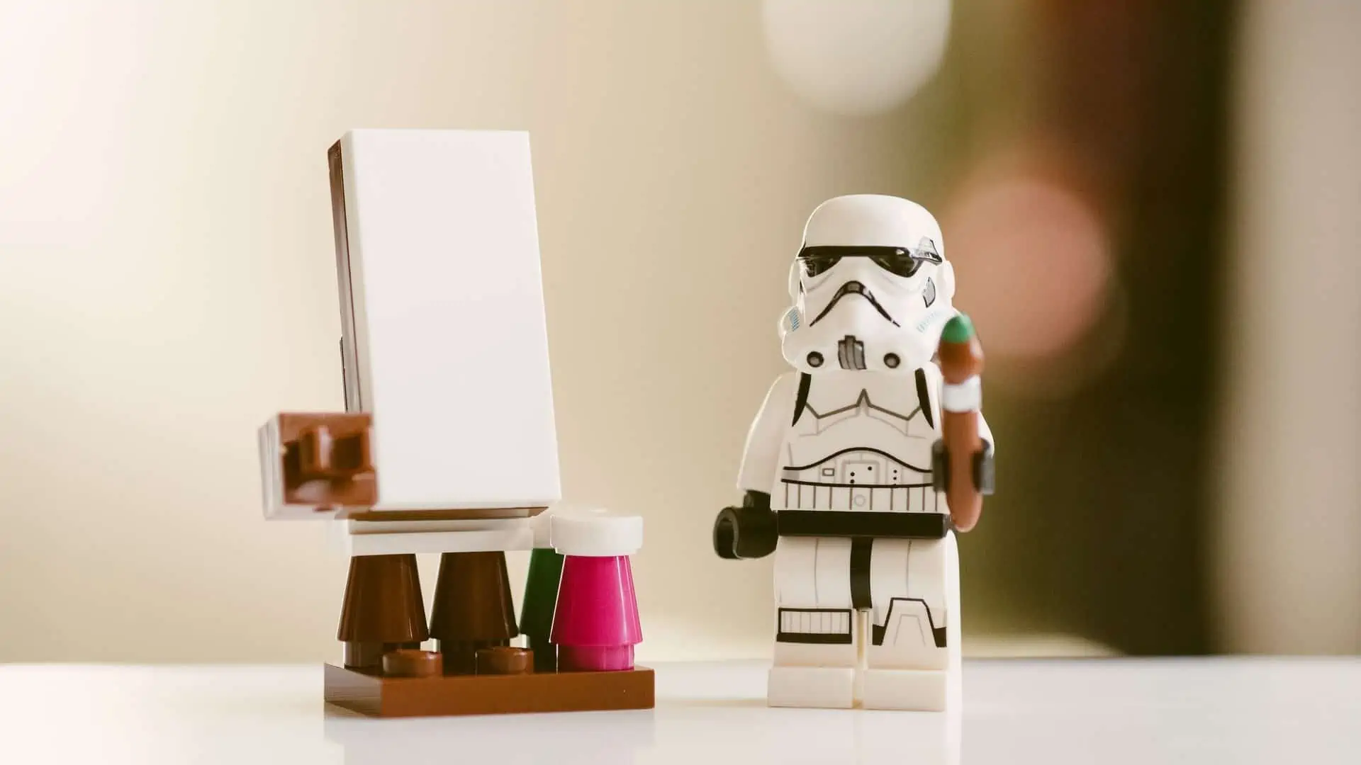 A LEGO Storm Trooper prepares to paint a picture at this posh Legoland resort at Legoland Florida