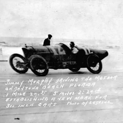 Jimmy Murphy driving on Daytona Beach.